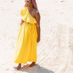 farm rio bicolor guipure one-shoulder maxi dress FARM Rio Guipuire Lace One-Shoulder Maxi Dress in Red